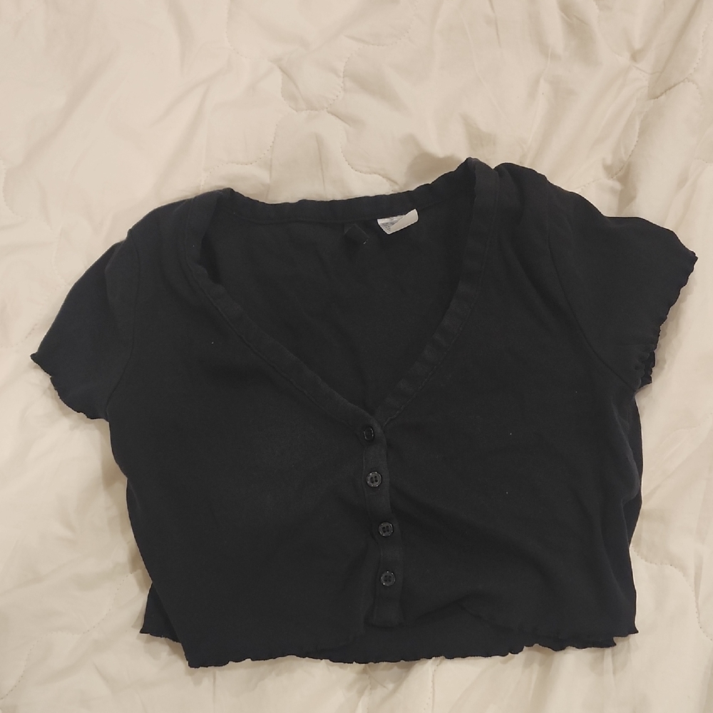 Black Button-Up Women's Top